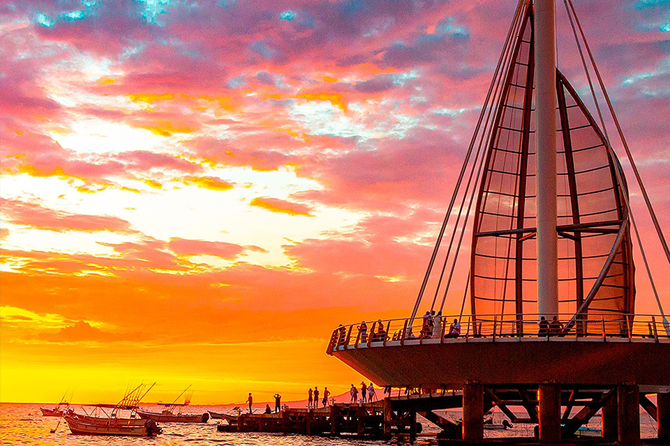 Malecon puerto vallarta sunset